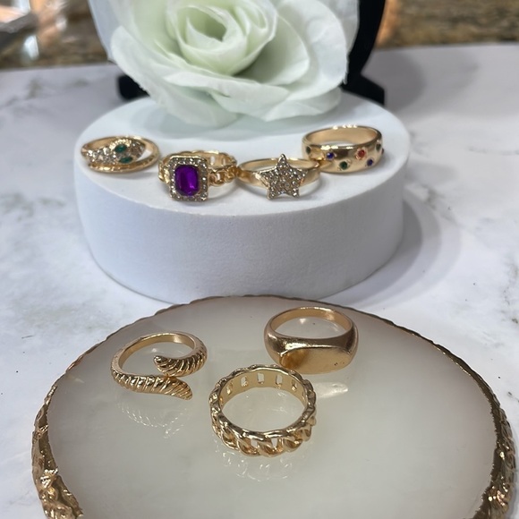 Assorted Jeweled Fashion Stackable Gold Rings - Picture 6 of 8